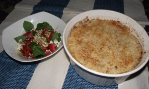 turkey casserole and tomato salad