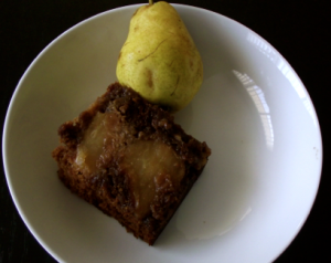 caramelized upside-down pear gingerbread